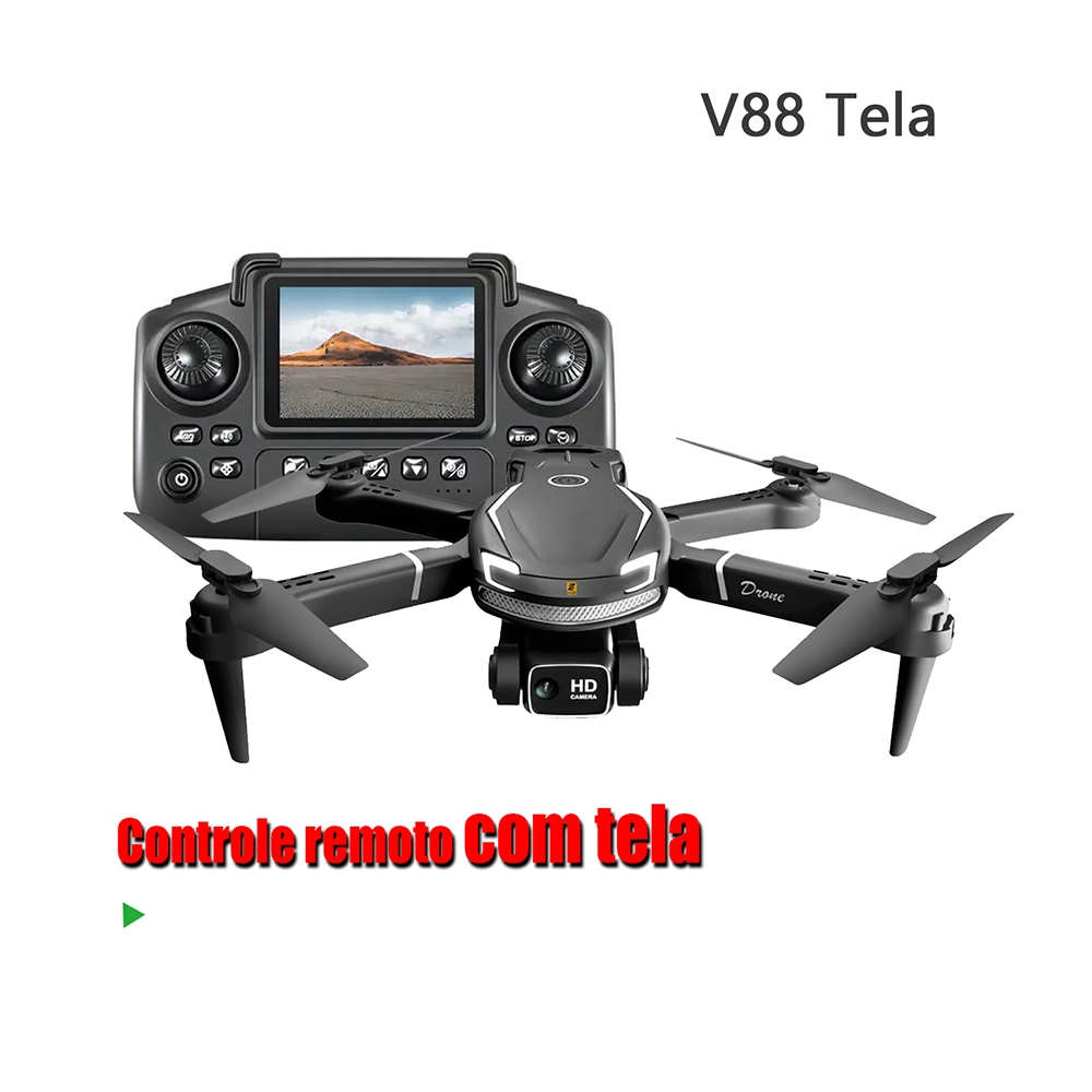 Drone V88 com TELA Profissional Dual-Camera FPV Kit 1 baterias