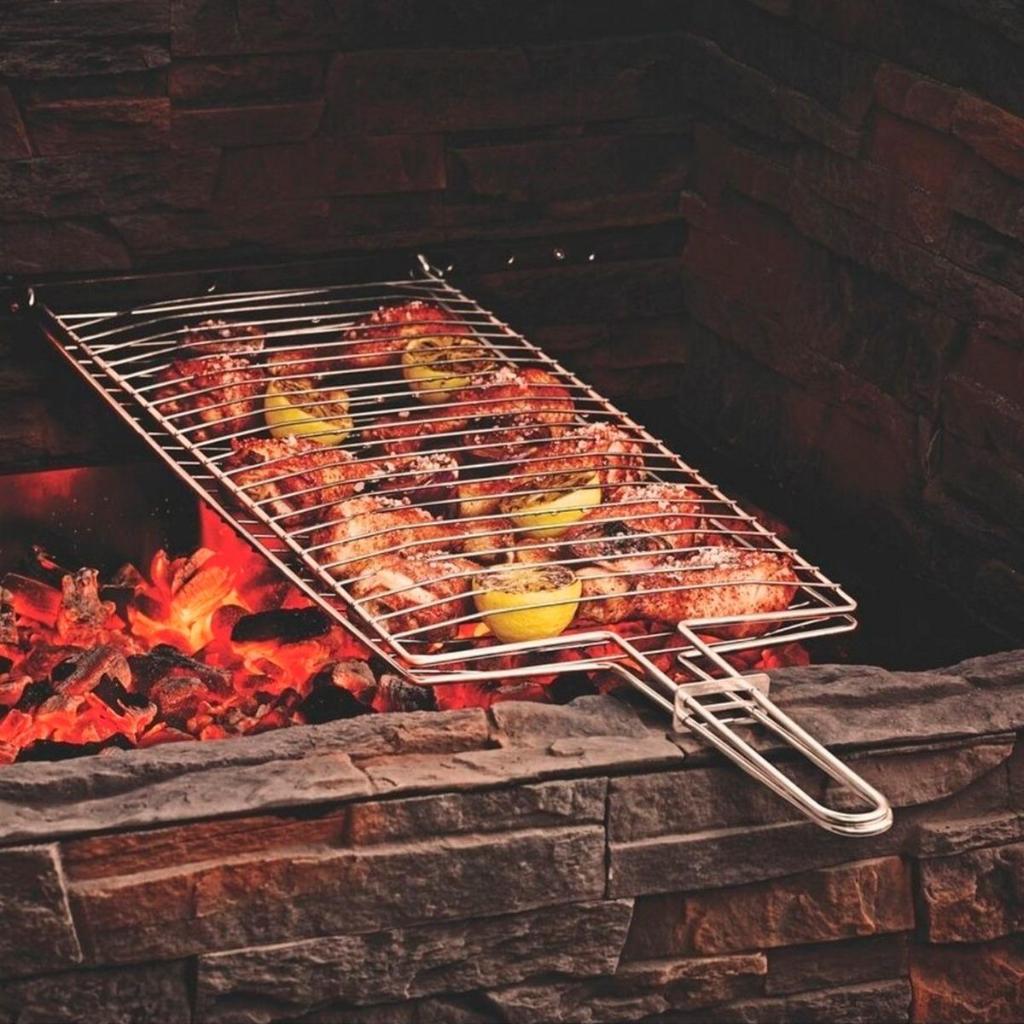 Grelha Dupla Para Peixe Frango Linguiça Para Churrasqueira Grelha de ...