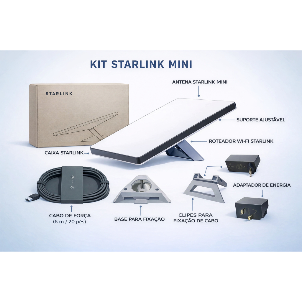 Starlink Mini Roteador e Antena Original - Internet Via Satélite