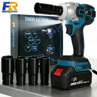 Chave de Impacto Elétrica Sem Fio 3 em 1 Com 68V Bateria Motor Brushless Kit Completo Acessórios