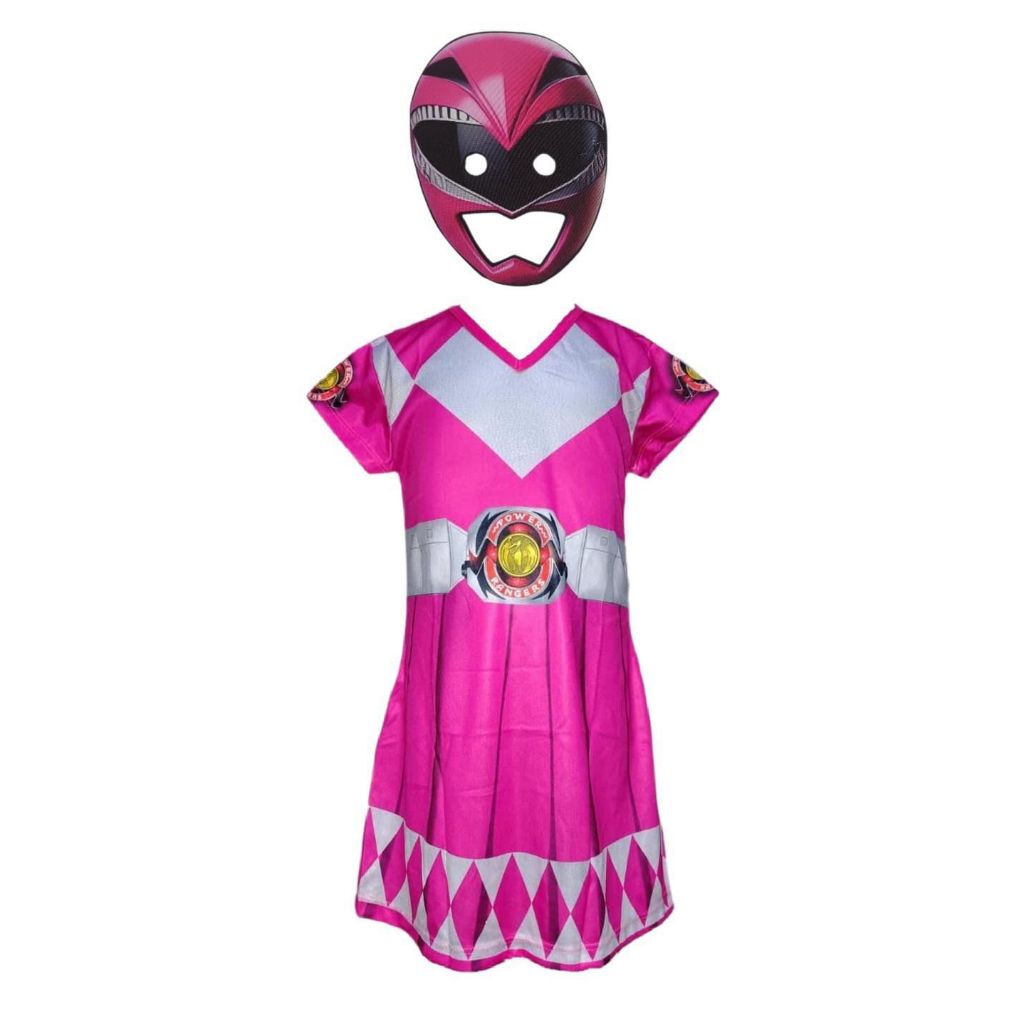 Fantasia Roupa Power Rangers Rosa Com Máscara E.V.A Realista | Shopee ...