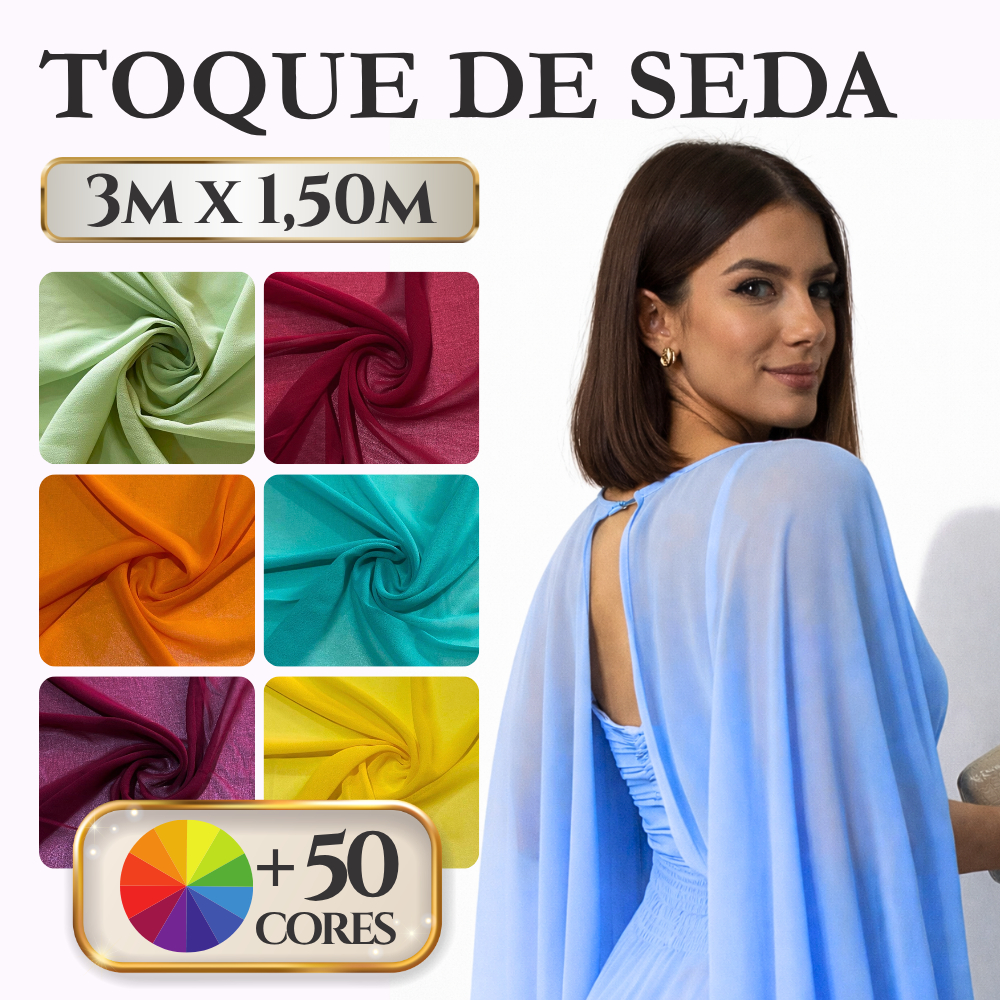 Tecido Musseline Toque de Seda 3m x 1,50m - Toque Macio e Caimento ...