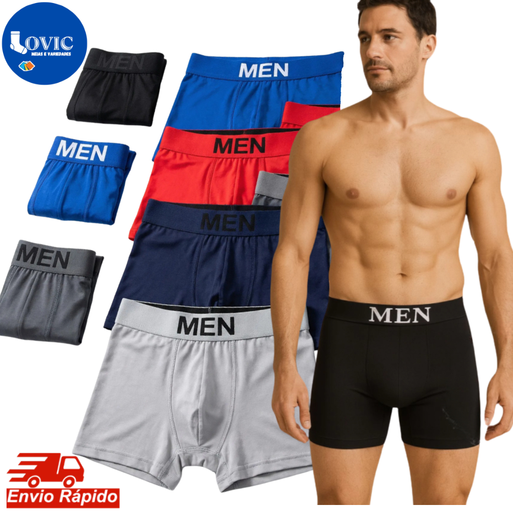 Kit 5 ou 3 Cuecas Boxers Masculina Conforto Adulto de Microfibra