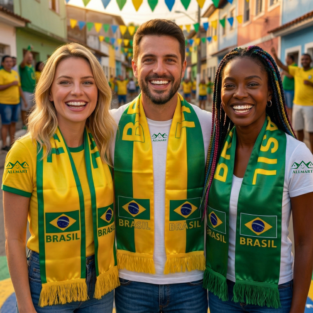 Cachecol Brasil Torcida Cetim | Bandeira Brasil | Copa Futebol | 1, 2 ...