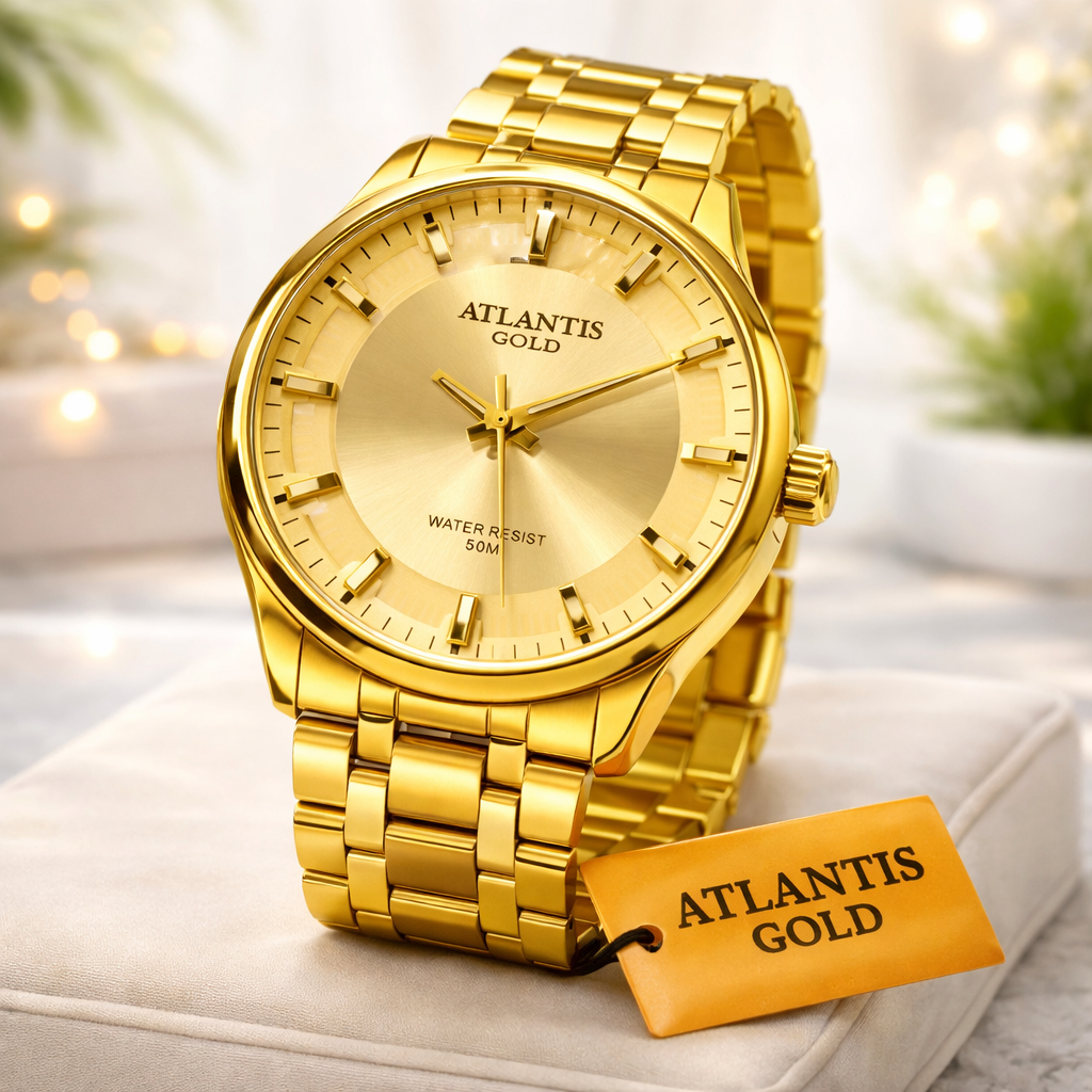 Relógio Masculino Atlantis Gold Original Dourado Luxo À Prova D’Água ...