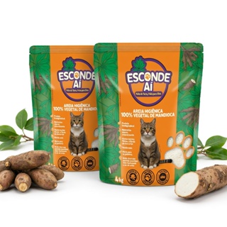 Areia de Mandioca para Gatos 8kg | Zero Odor | Aglomeração Forte | Biodegradável | Esconde Ai