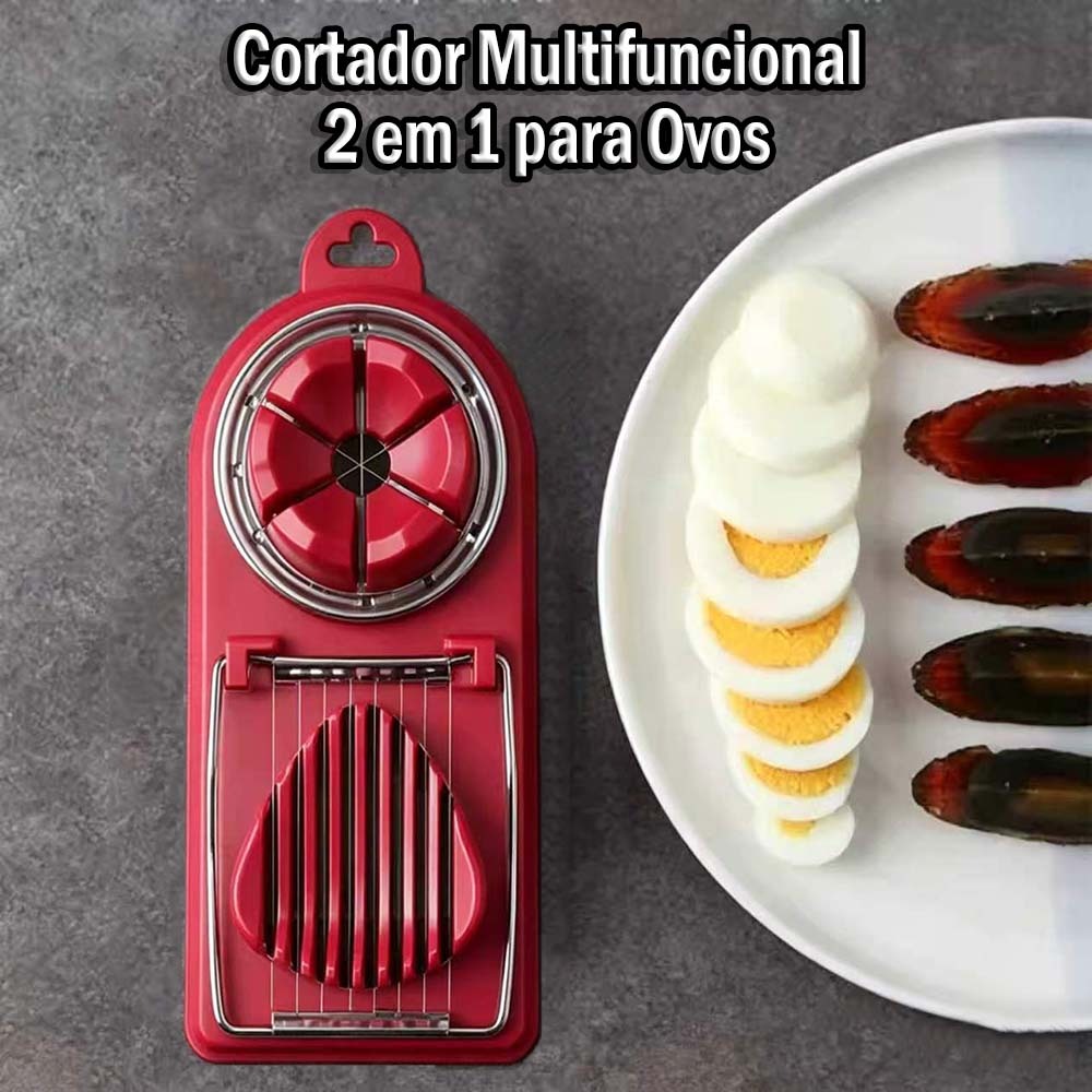 Cortador Multifuncional 2 em 1 para Ovos – Corta e Fatia Ovo