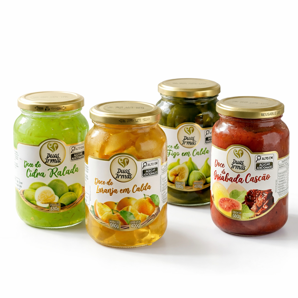 Doce Tradicional Pote 680g Cidra Abóbora Figo Mamão Laranja Duas Irmãs
