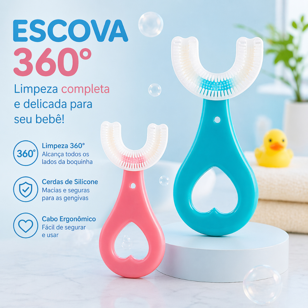 Escova de Dente de Bebê 360° Silicone (2 Cores)