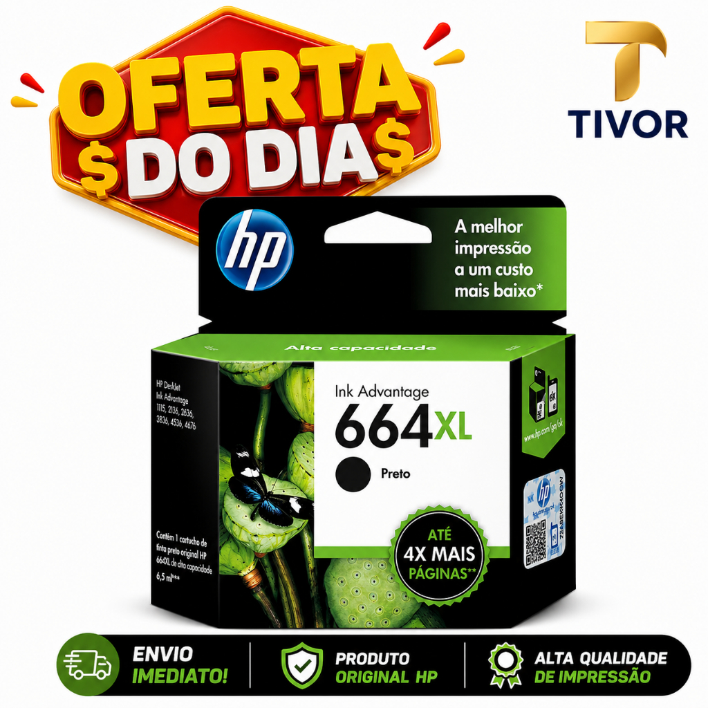 Cartucho 664XL Preto Original Para Impressoras Compativél Hp
