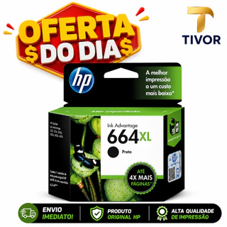 Cartucho 664XL Preto Original Para Impressoras Compativél Hp Deskjet LaserJet (F6V31AB) - 2136, 2676 Tinta Preta