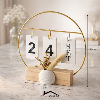 Calendário de Mesa Decorativo com Plaquinhas Preto Rose Dourado Permanente Escritório — foto 6 — Achou Levou Brasil