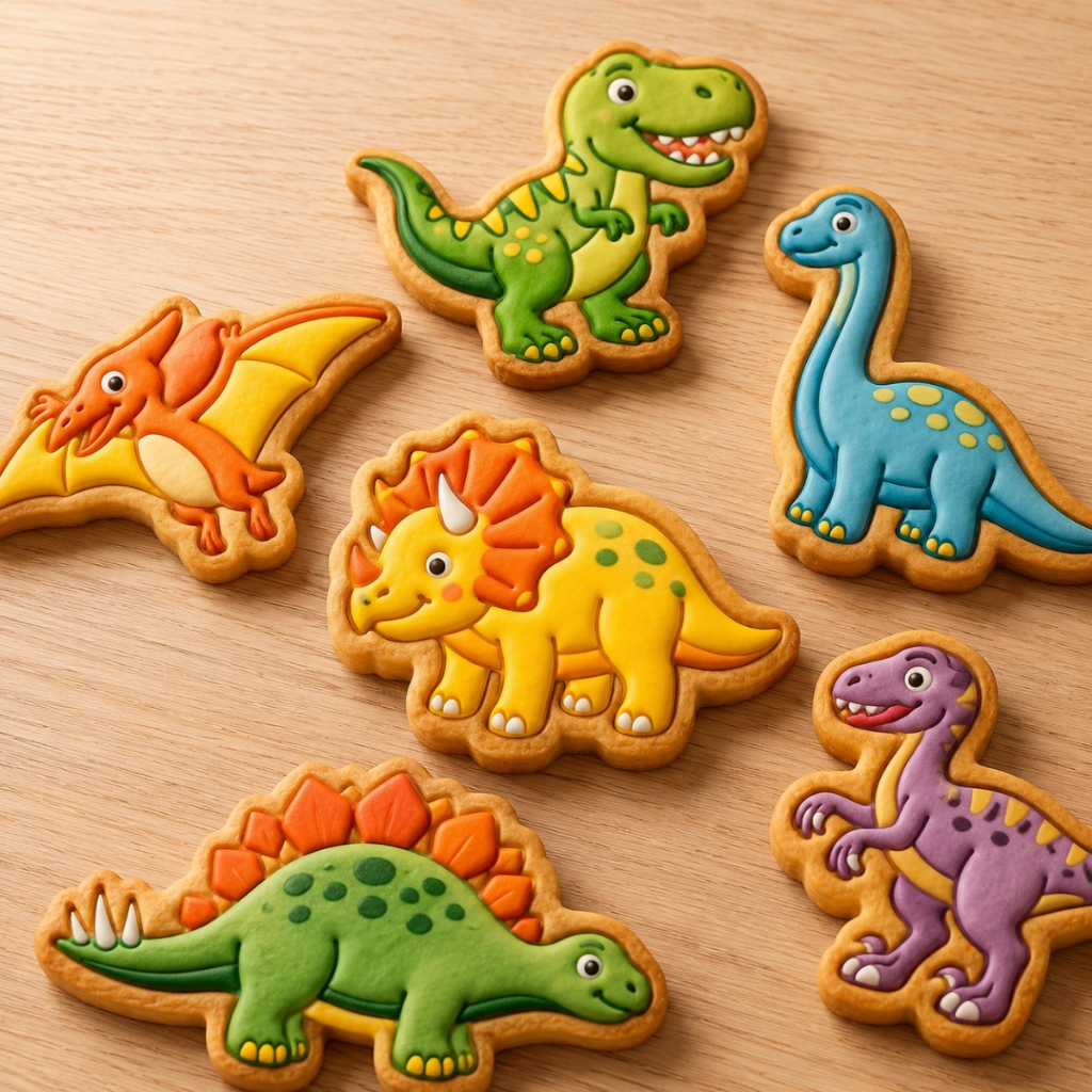 Kit 6 Cortadores Biscoito Dinossauros Fofos Dino Molde Marca