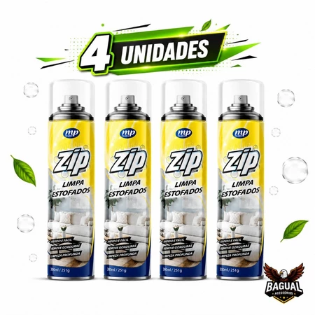Kit até 4 Spray Limpa Estofados Espuma Mágica Limpa a Seco Zip Clean Spray Perfumado 300ml