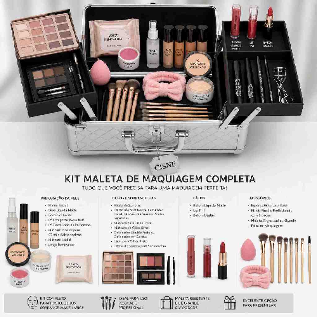 Kit Maleta De Maquiagem Completa com Paleta Ruby Rose 27 | Shopee