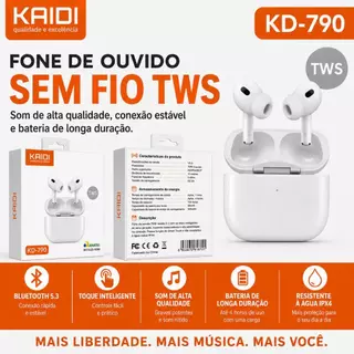 TWS Kaidi KD-790 – Bluetooth 5.3, Conforto e Praticidade para o Dia a Dia Fones de Ouvido