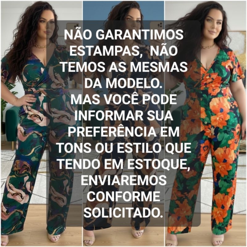 Macacão Plus size kit 3 Macacão floral longo gg | Shopee Brasil
