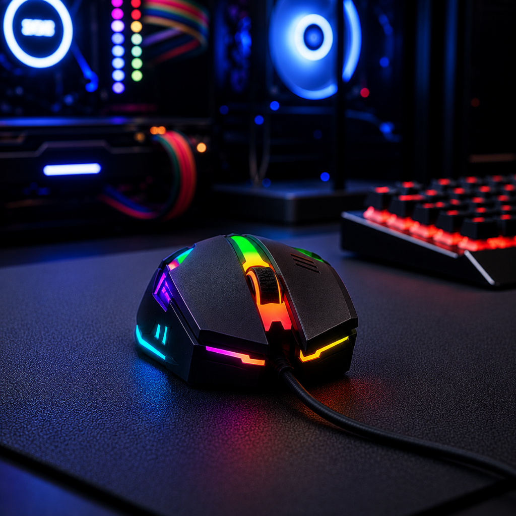 Mouse Gamer RGB USB LED Com Fio Ergonômico 1200 DPI Para PC Notebook Gamer