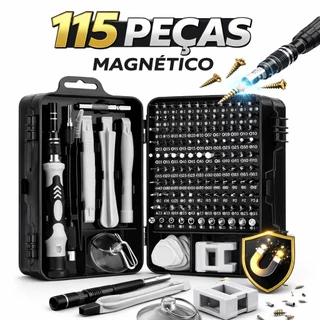 Jogo Chaves Precisão 115 Peças Magnético Kit Ferramentas Celular Notebook Tablet