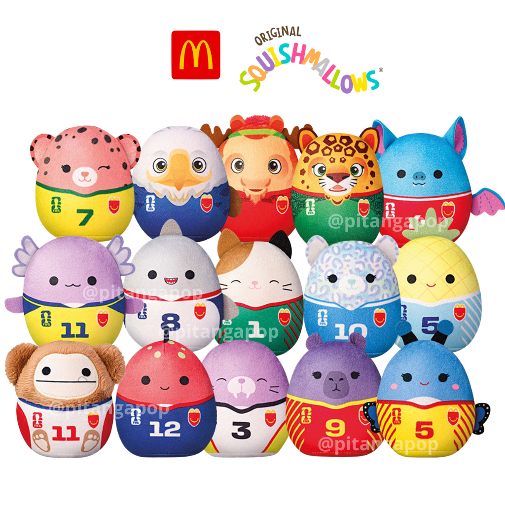 Coleção Squishmallows McDonalds 2026 Futebol Nya Clutch Zayu