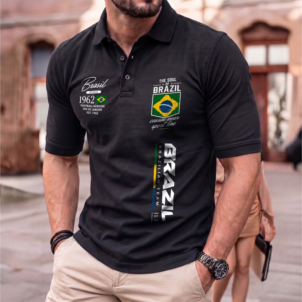 Camisa Polo Brasil 1962 Camiseta Masculina Street Wear Moda Plus