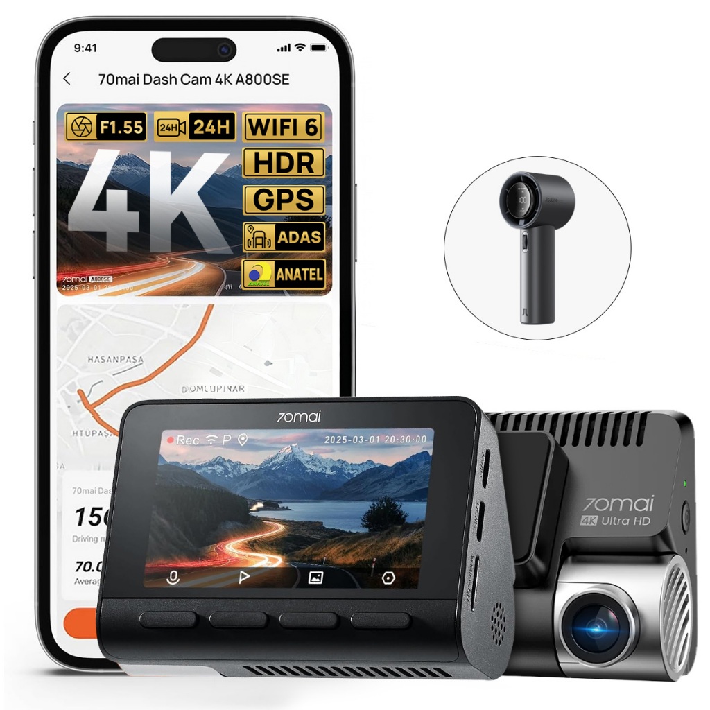 70mai Câmera Veicular Automotiva A800SE 4k Hdr 3'' Tela Gps ADAS