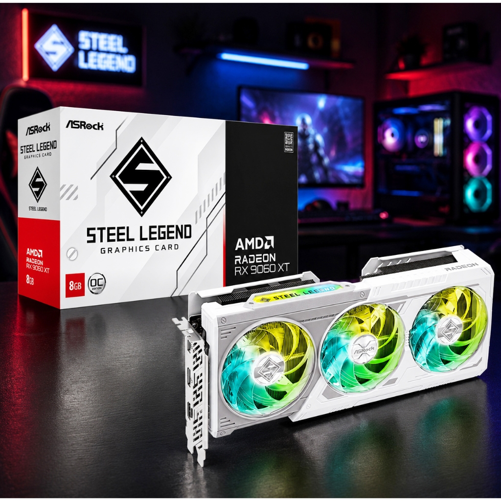 Placa de Vídeo ASRock AMD Radeon RX 9060 XT Steel Legend OC, 8GB