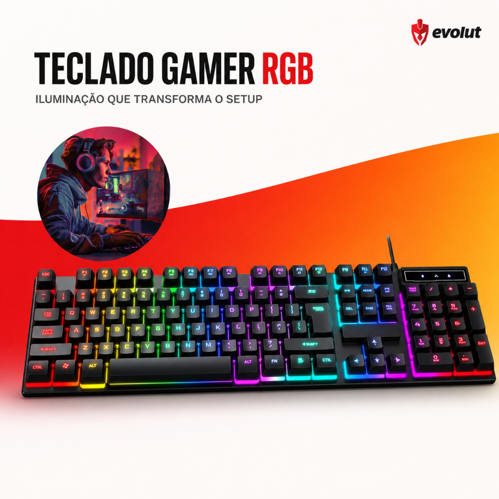 Teclado mecânico RGB para jogos Teclado Gamer Mecanico Switch Azul RGB Keedi TEC803 em Promoção na