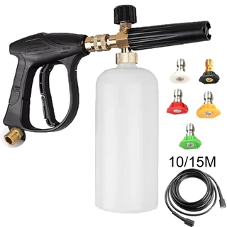 Canhão De Espuma Snow Foam Para Lavadora Alta Registro Bicos Coloridos+Mangueira10/15 metros