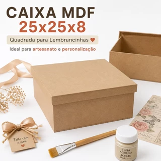 Caixa 25x25x8 Quadrada Lembrancinhas MDF Com 1un