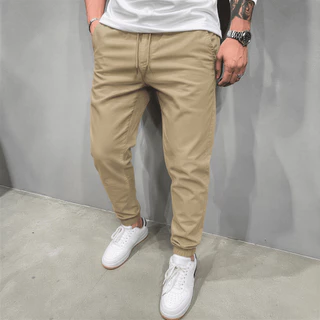 Calça Jogger Masculina Sarja ou Jeans 4 Bolsos Com Punho Elástico Streetwear Casual Slim Várias Cores Premium
