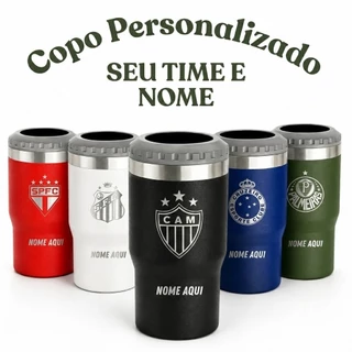 Copo Porta Lata Garrafa Térmico Personalizado Com Time Nome Logo Envio Imediato