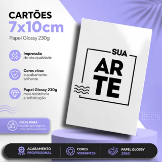 100 Cartões 7x10cm Personalizados Com Sua Arte | Leia a Descrição