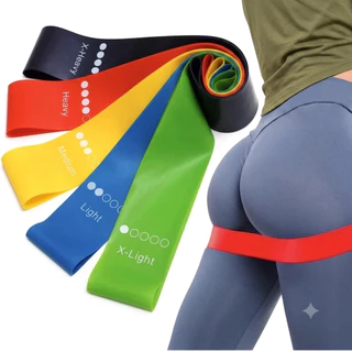 Kit 5 Faixas Elásticas para Exercícios Multifuncional Yoga Fisioterapia e Treino
