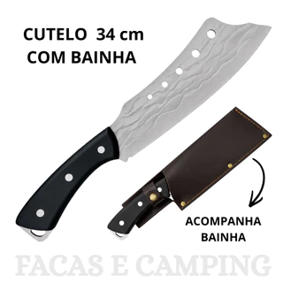 Cutelo Churrasco Dia a Dia com Bainha Grande Anatômico Aço 34 cm