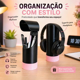 Organizador de Mesa 2 em 1 Organizador em Geral e Suporte para Headphone