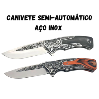 Canivete Semi-Automático em Aço Inox com Acabamento Decorativo - 1599
