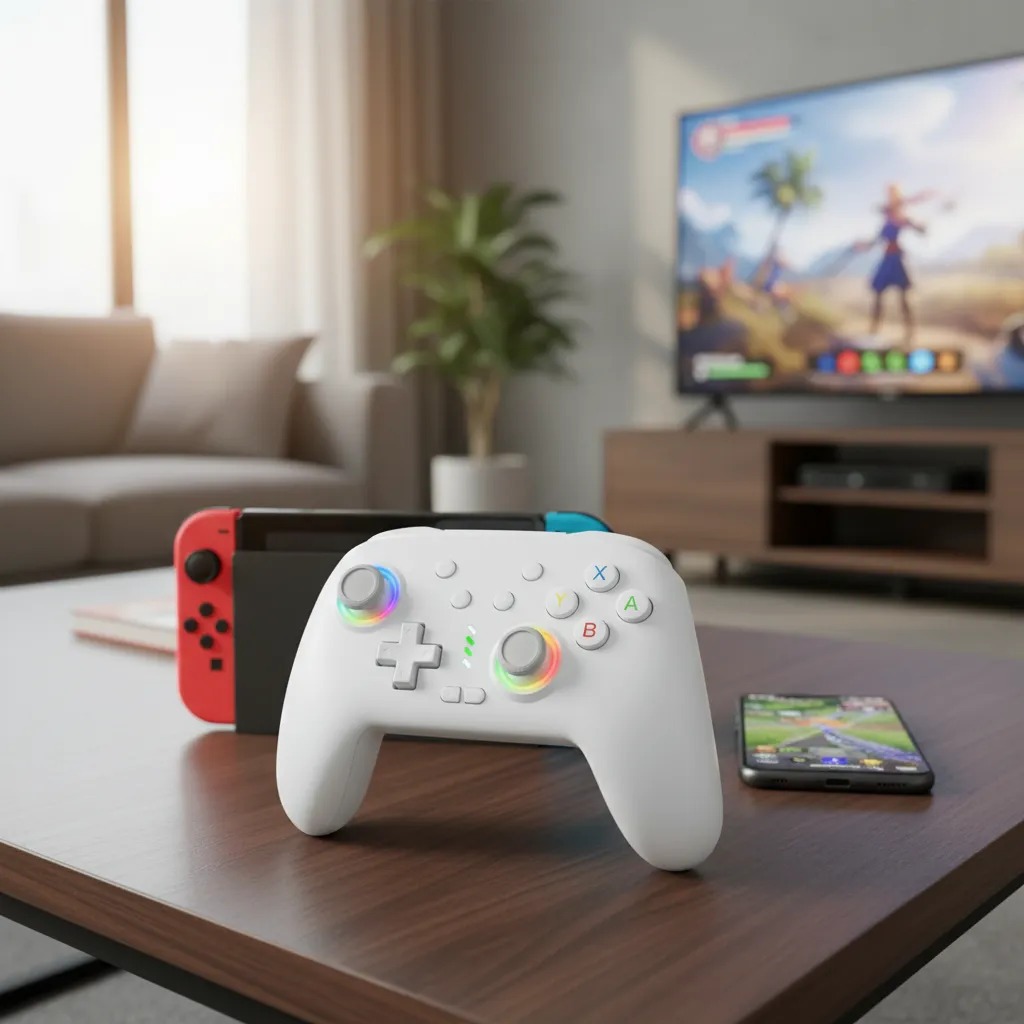 Controle Gamer Wireless RGB Compatível Nintendo Switch, PC e Android – Bluetooth Recarregável — imagem 2