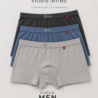 Kit 5 Cueca Boxer Masculina Poliamida Algodão Box Confortável Elastico Reforçado Dia a Dia Lingerie Masculino