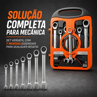 Jogo Chave Combinada Catraca Articulada 7 Peças 08 A 19mm
