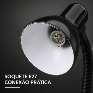 Luminária de Mesa E27 com Base e Interruptor para Estudo Leitura e Escritório Kit 1 a 4 Unidades