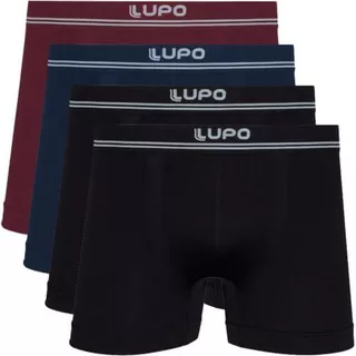 Kit 4 Cuecas Boxer Lupo Microfibra Poliamida Sem Costura Confortável Cueca Masculina Pacote Original
