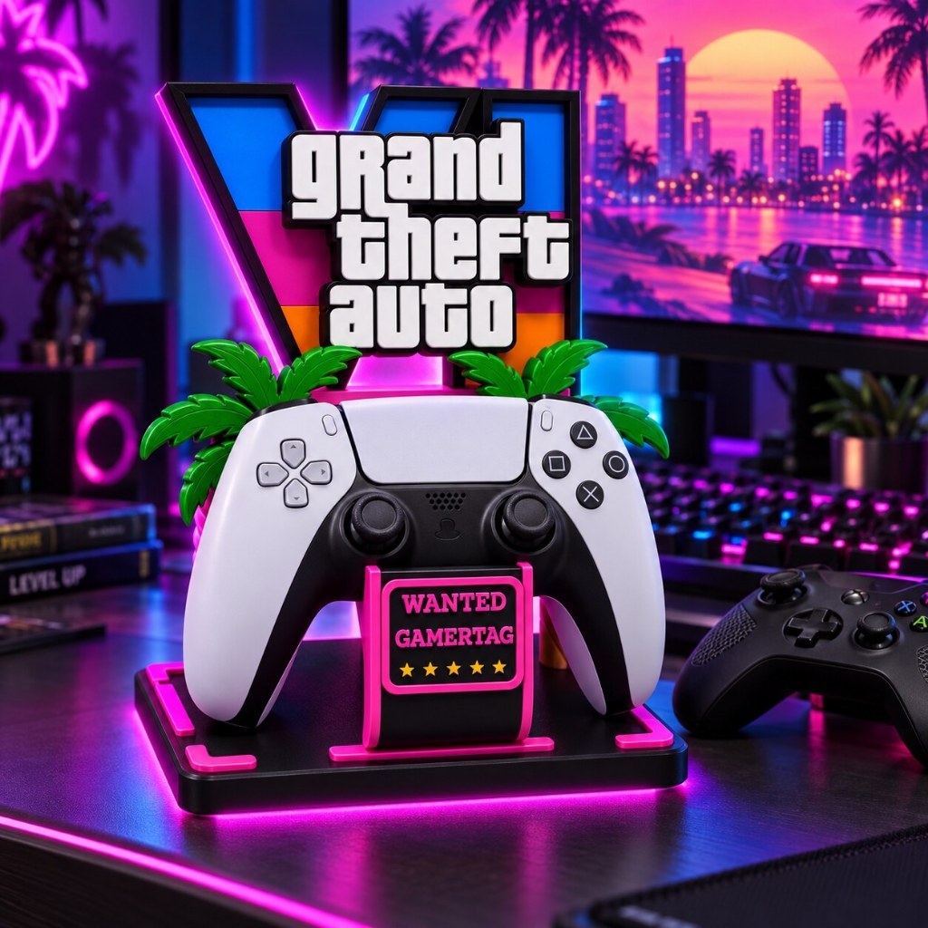 Suporte para Controle GTA VI com Suporte para Fone – Porta Controle Gamer – Decoração para Setup — imagem 3