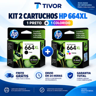 Kit Cartuchos Originais 664XL Preto e Colorido Para Impressoras Deskjet 3776 3790 4676