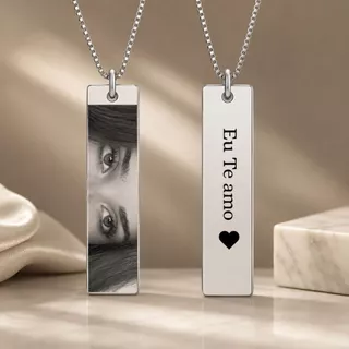 Colar com Pingente Personalizado Frente e Verso aço inox Presente personalizado