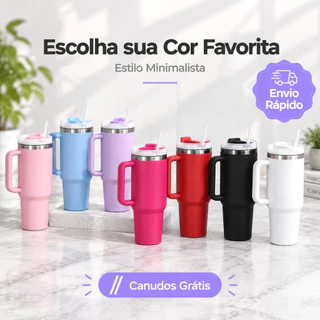 Copo térmico inox 1200ml Grande capacidade 2 geração com tampa e canudo