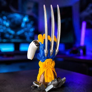 Suporte para Controle Gamer Mão Wolverine em PLA Decoração de Mesa