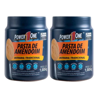 Kit 2 de Pasta de Amendoim Power One Tradicional Zero Lact c/ Latas de 1 kg