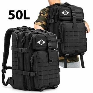 Mochila Tática Militar 50L Impermeável Reforçada • MOLLE • Patch Bandeira BR