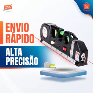 Nível Laser 3 em 1 Profissional Trena 2.5m e Régua Alinhamento Preciso